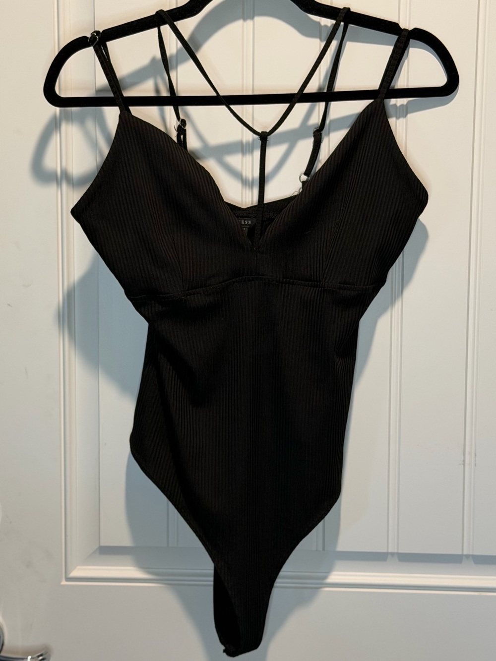Guess Black Ribbed Strappy Bodysuit